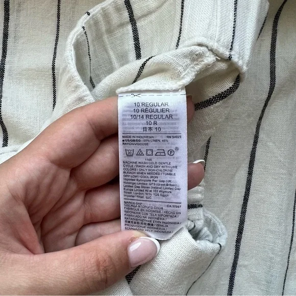 GAP WIDE LEG HIGH RISE LINEN BLEND PANTS - Picture 9 of 9